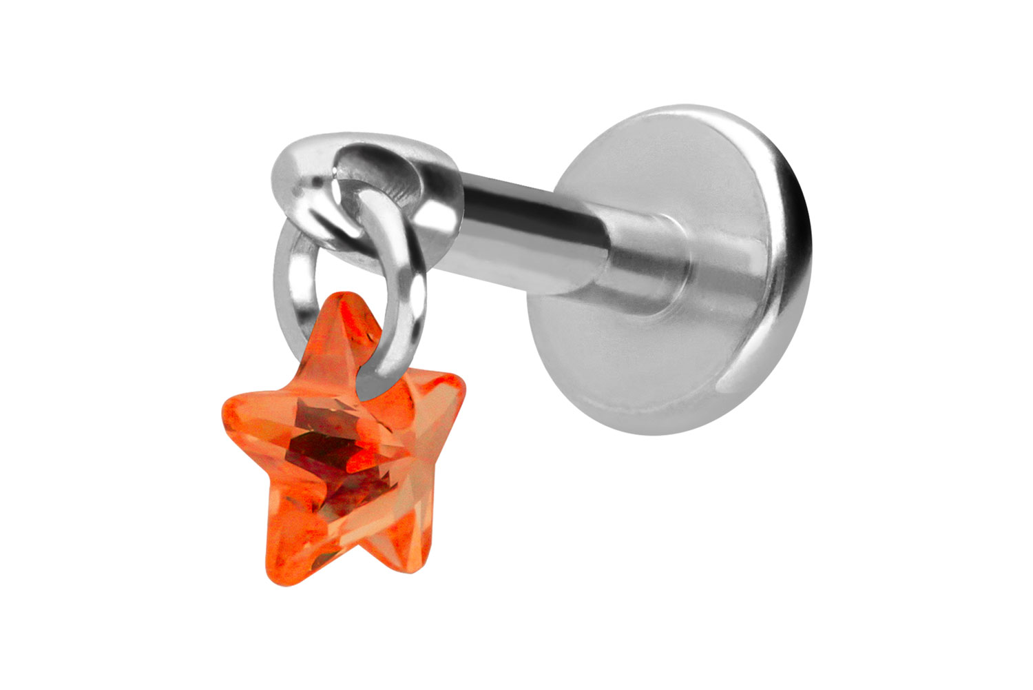 Titan Labret Piercing mit Innengewinde KRISTALLSTERN